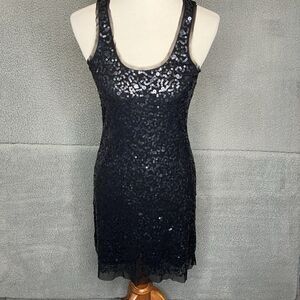 Max Studio Black Sequin Mini Dress Womens S Sparklecore Goth Glitter Dark Fairy